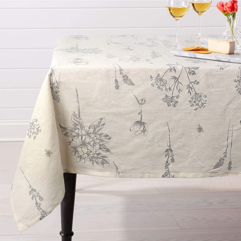 ColorBird Fern Print Cotton Linen Tablecloth Rustic Garden Natural Botanical Decorative Table Cover for Kitchen Dining Spring Summer Picnic Indoor Outdoor Use (Rectangle/Oblong, 55 x 70 Inch, Linen) - Image 1
